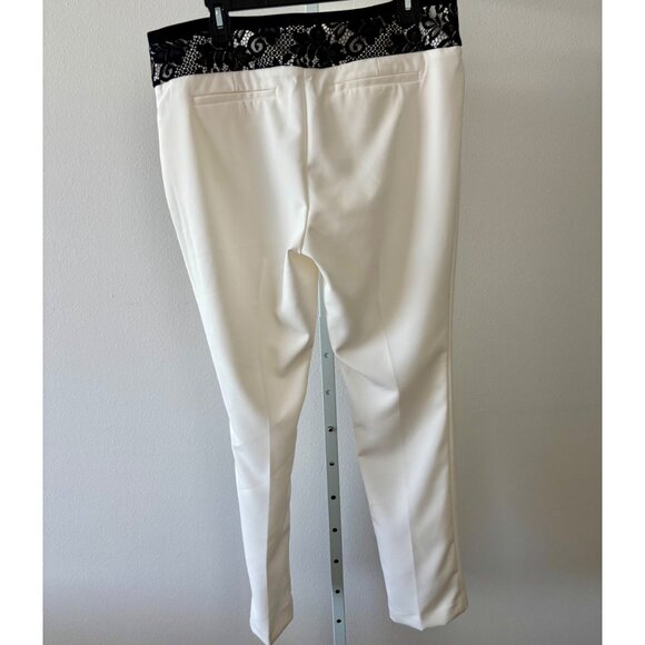 NWT New York & Company Pants 14 White Lace High Waist Super Slim Quiet Luxury - Picture 7 of 15